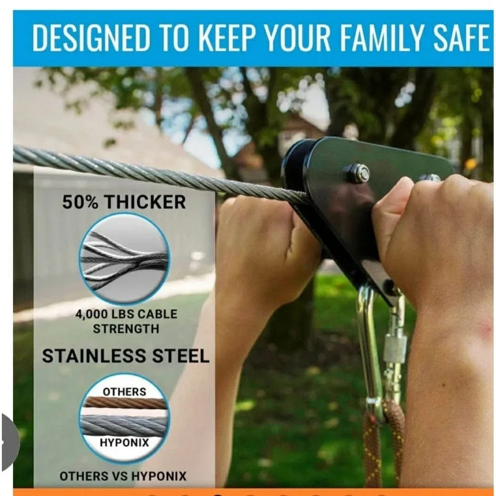 Hyponix The Zip Line 100' Turnbuckle Set‎ Up